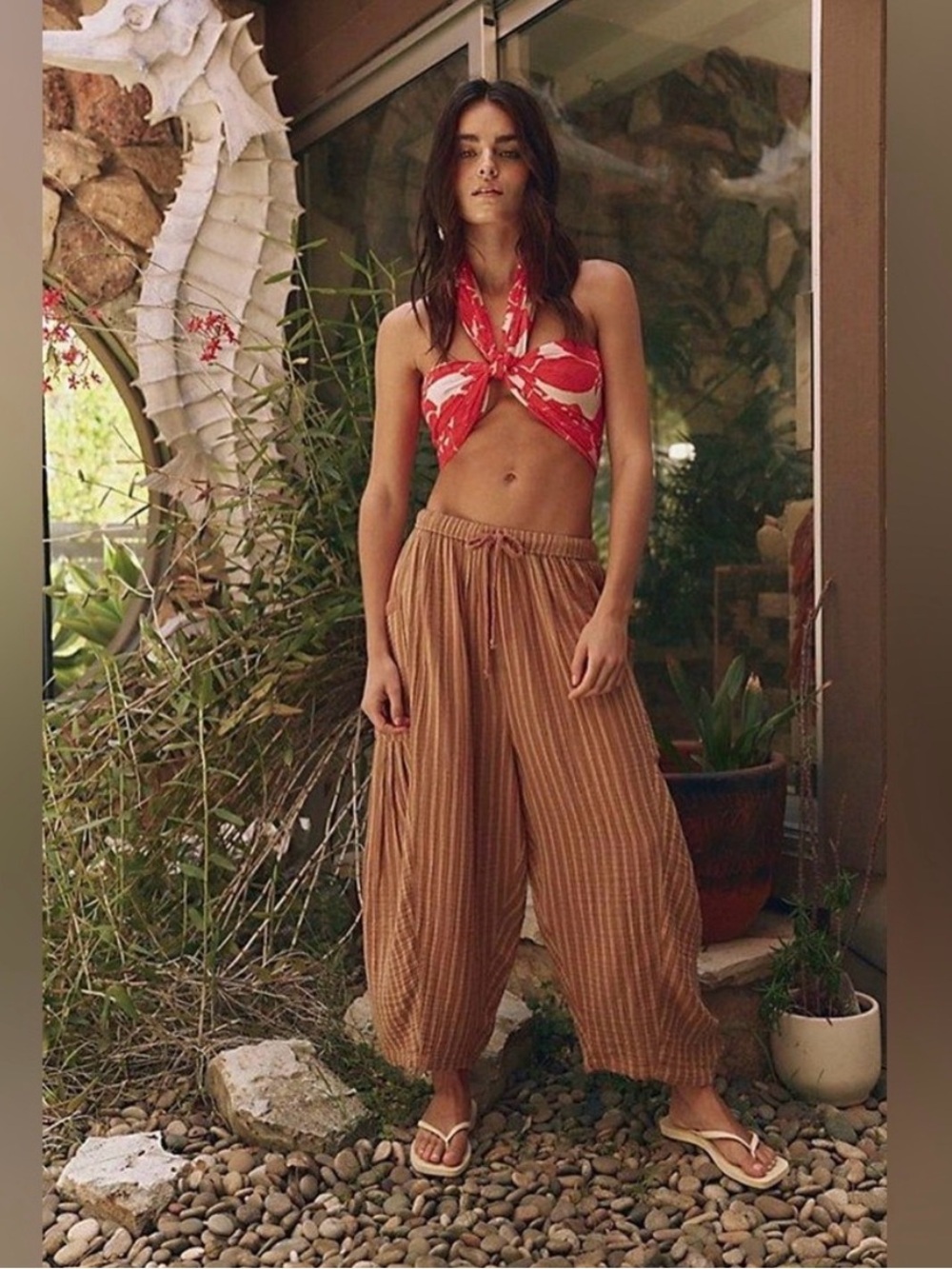 Free People Striped Quinn Pants in Pink Lemonade Combo